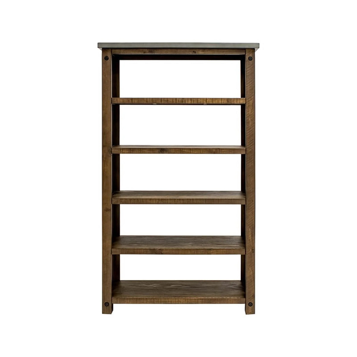 Open Wood Bookcase Shelving Brown Concrete Top P8287