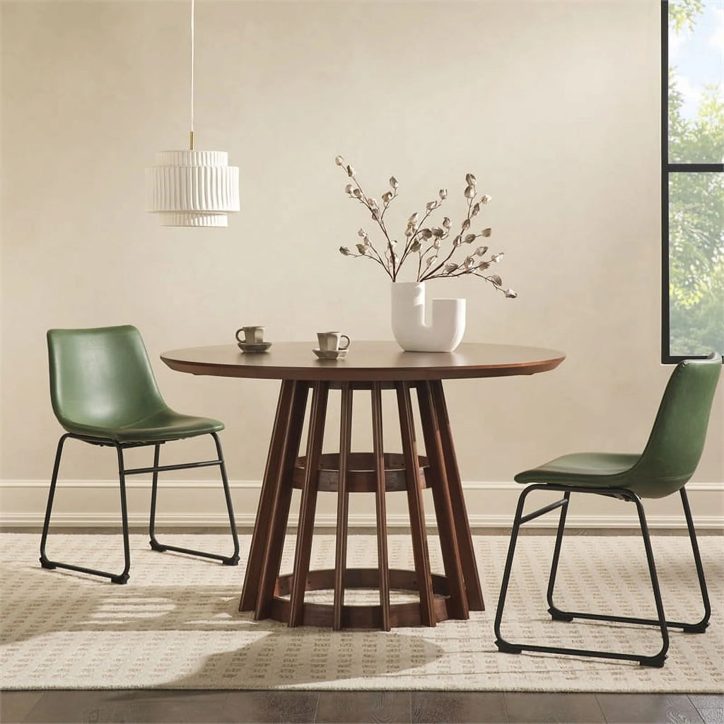 48" Mid-Century Round Wood Pedestal Dining Table A99217