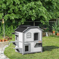 Wooden 2-Story Outdoor Cat House with Escape Door M831