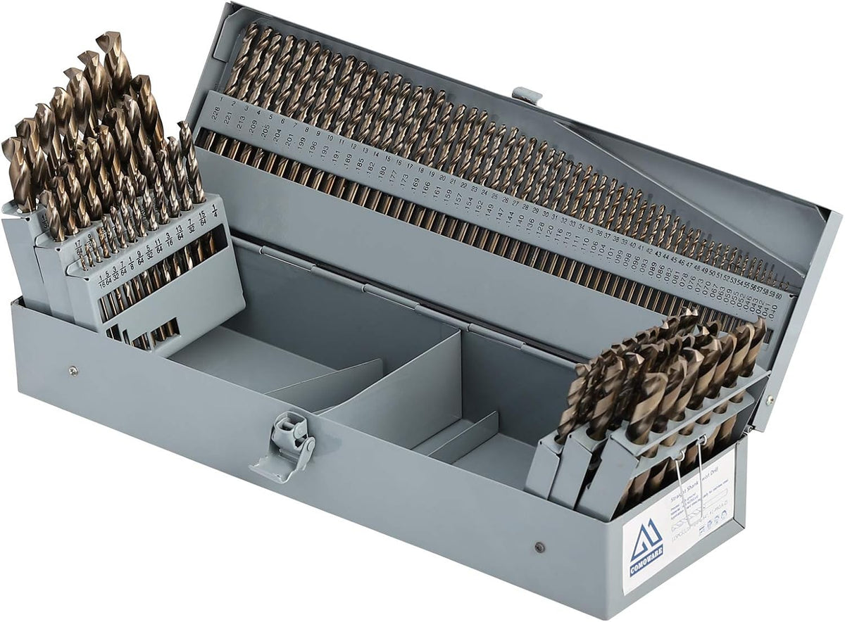 115Pcs M35 High Speed Steel Twist Drill Bit Set with Metal Indexed Storage Case W147