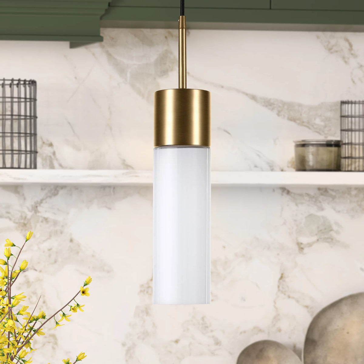 1-Light Pendant with Milk White Glass Shade E442169