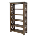 Open Wood Bookcase Shelving Brown Concrete Top P8287