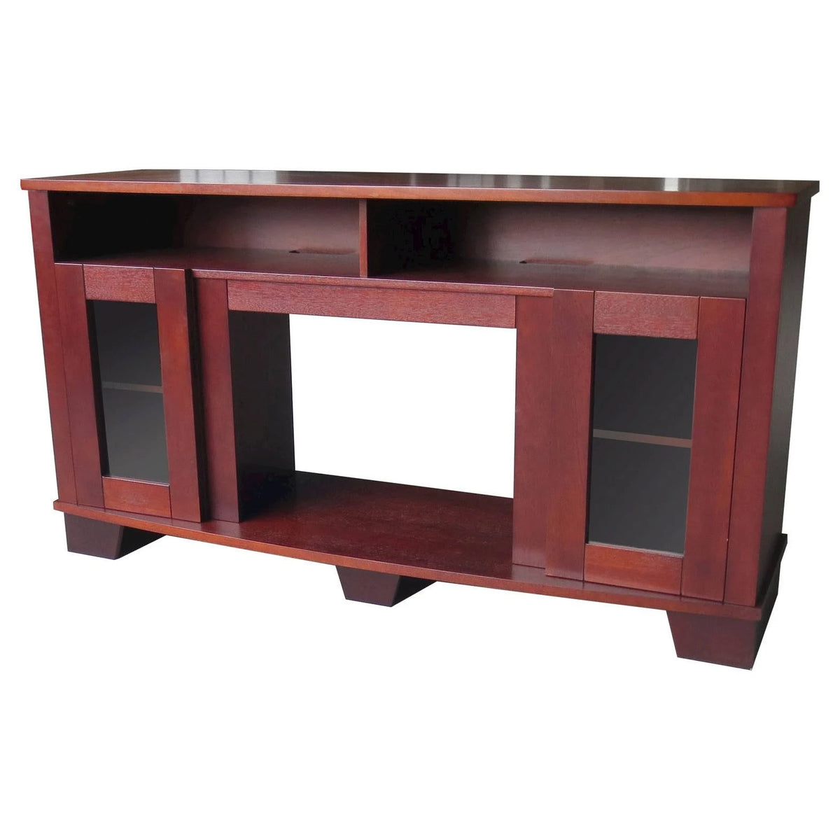 Mahogany Fireplace Mantel with Electronic Fireplace Insert N78429
