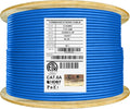 Bulk Ethernet Cable Reel, Cat6A Shielded Plenum, 1000ft, FTP 23AWG, Solid Pure Copper, Blue P466670