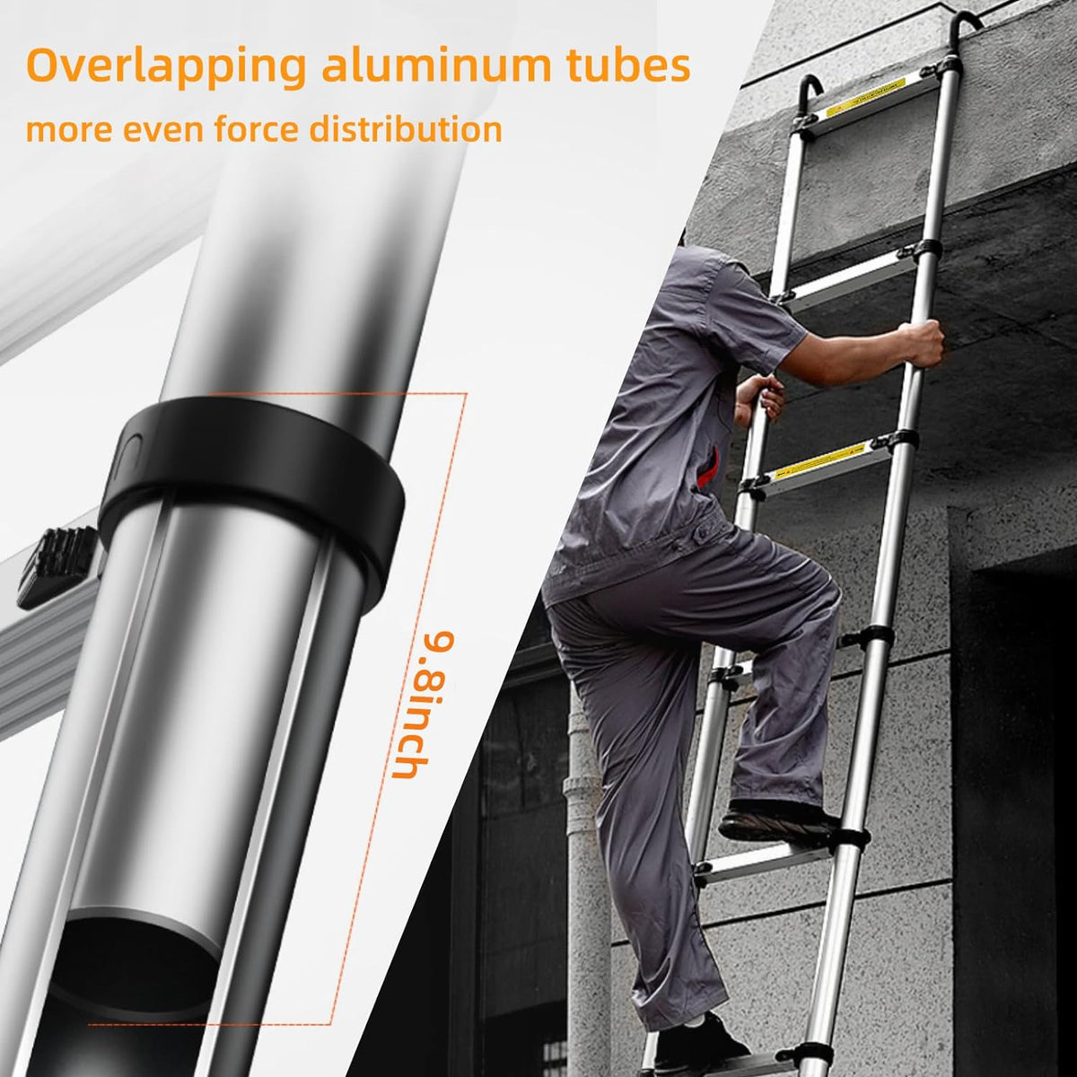 10.5ft Aluminum Telescoping Ladder with Hook T42799