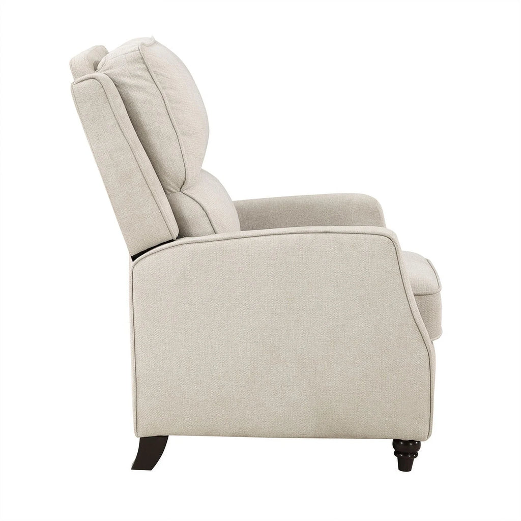 Beige Upholstered Fabric Push Back Recliner Q159262