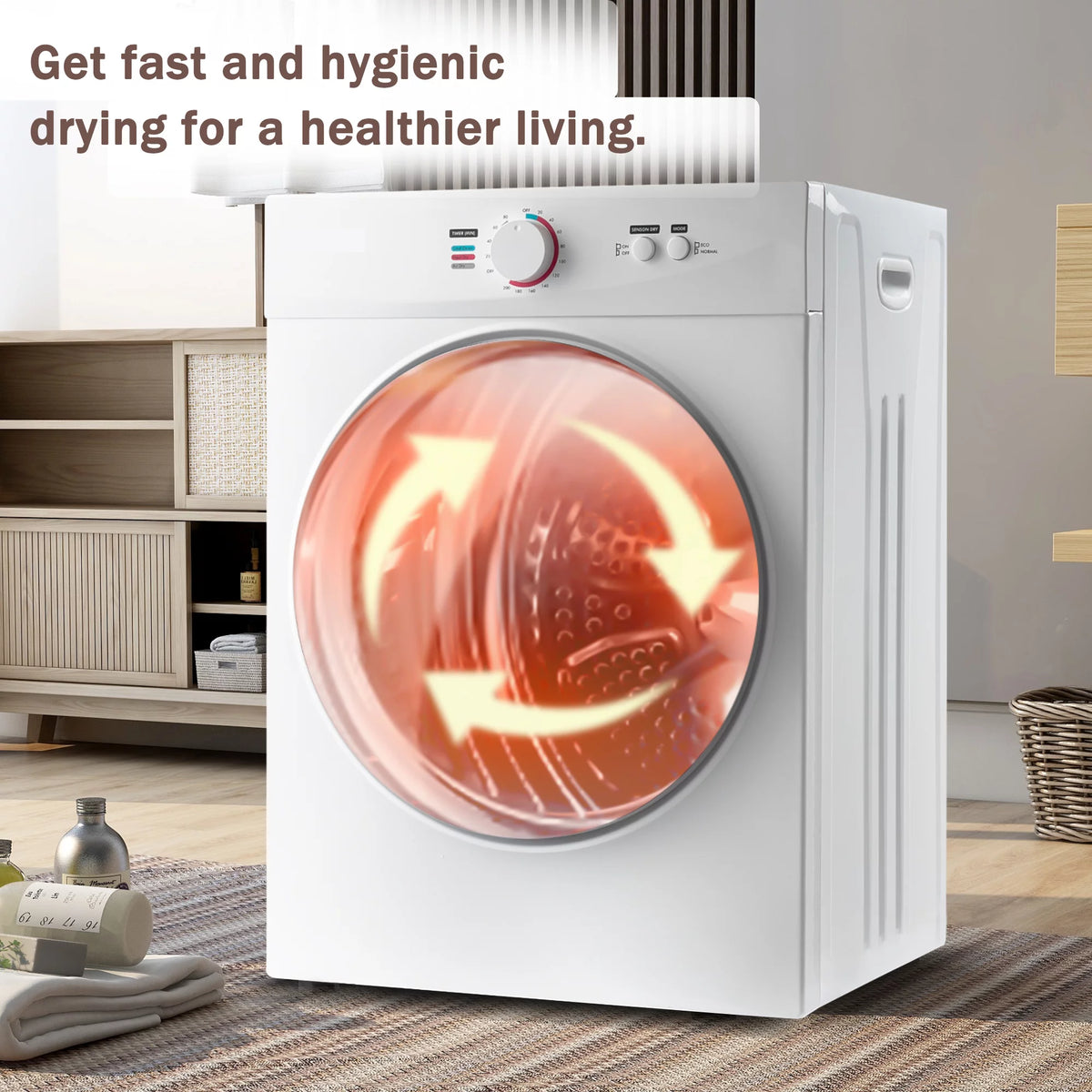1020W 1.41cu ft Portable Front Load Electric Clothes Dryer with Stainless Steel Tub Y9939