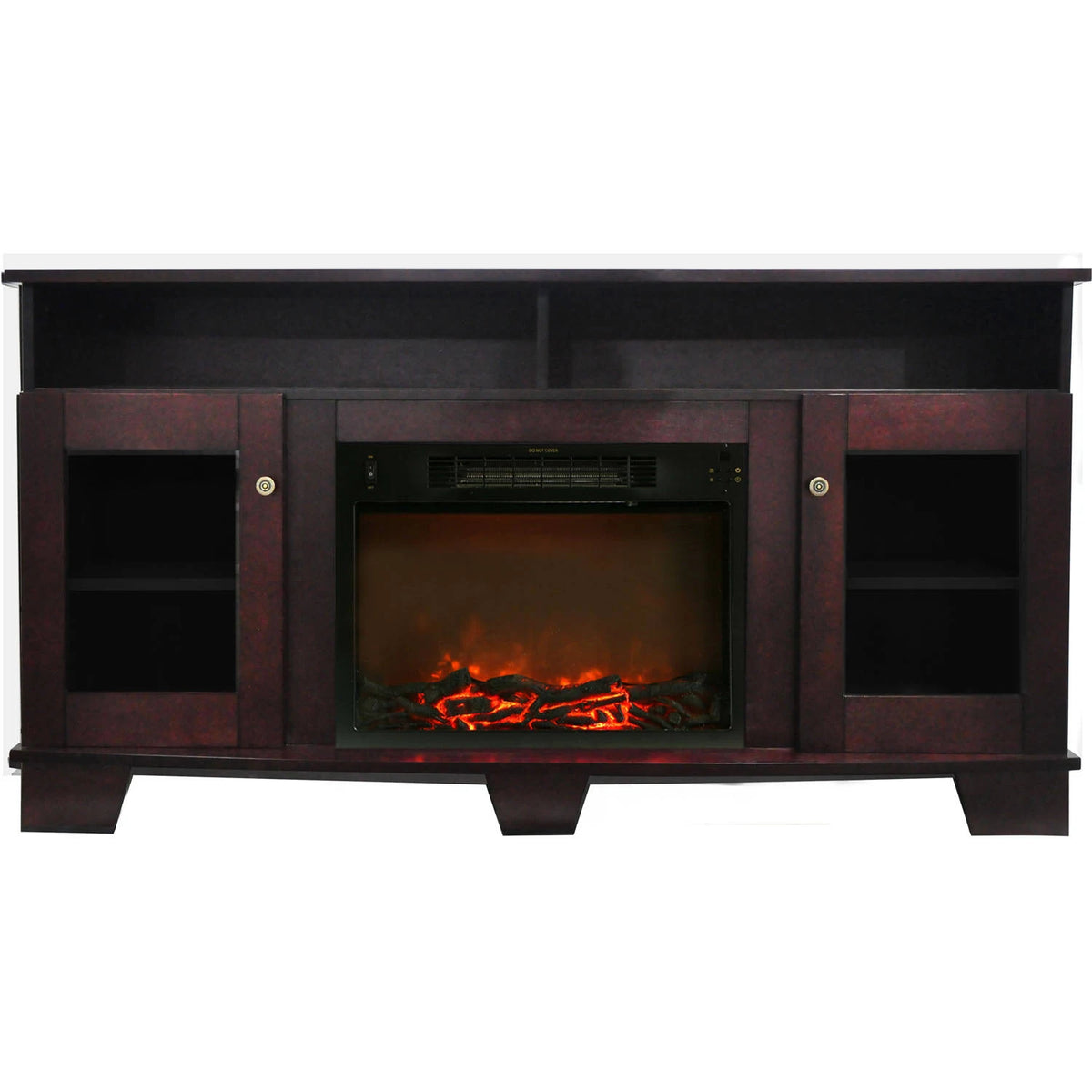 Mahogany Fireplace Mantel with Electronic Fireplace Insert N78429