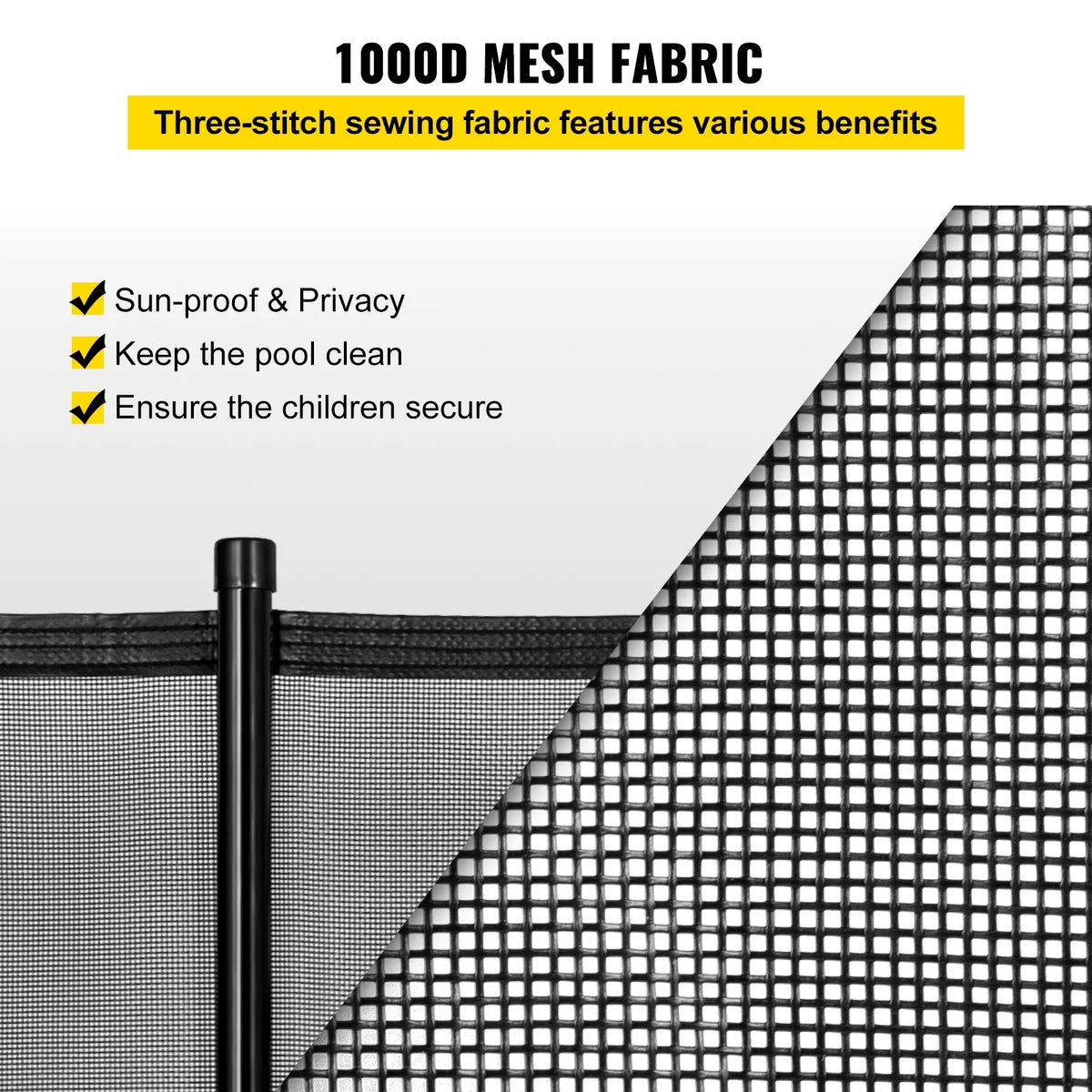Black 4 x 48 ft Removable Pool Fence Mesh S5434
