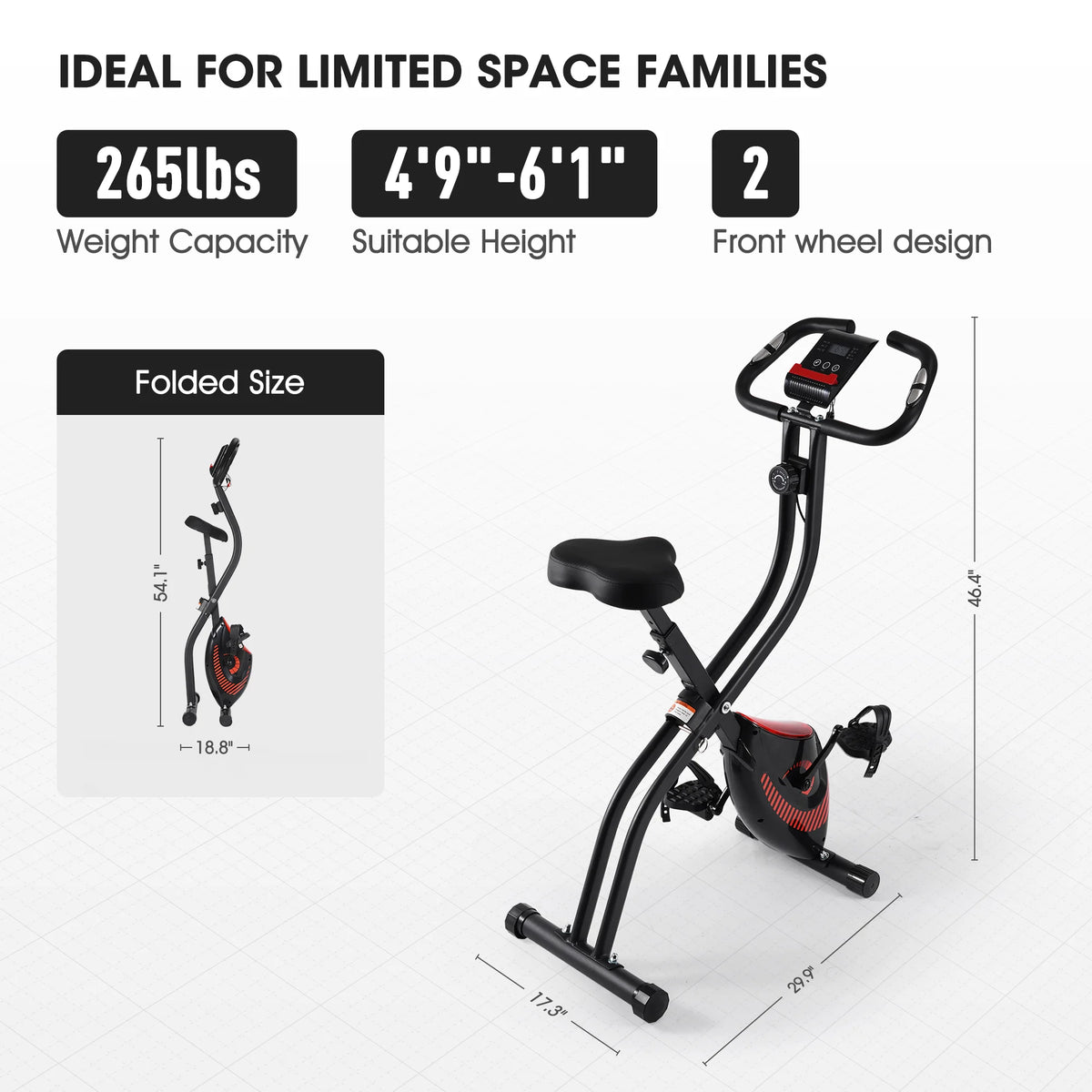 Folding Stationary Exercise Bike with LCD Monitor A873