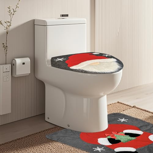 Christmas Toilet Seat Cover and Rug Set 2PCS Non-Slip R2222
