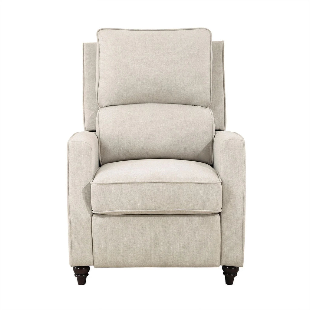 Beige Upholstered Fabric Push Back Recliner Q159262