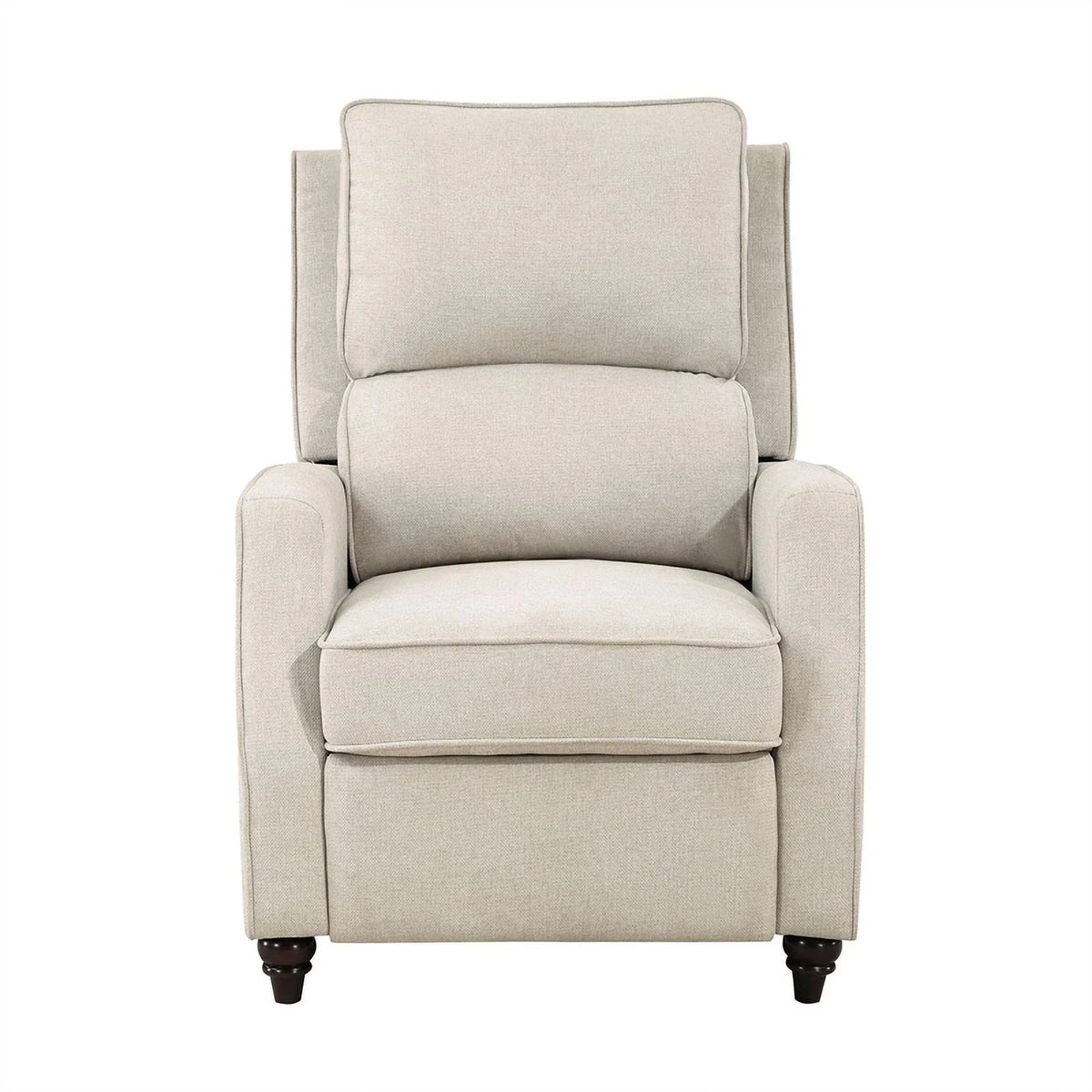 Beige Upholstered Fabric Push Back Recliner Q159262