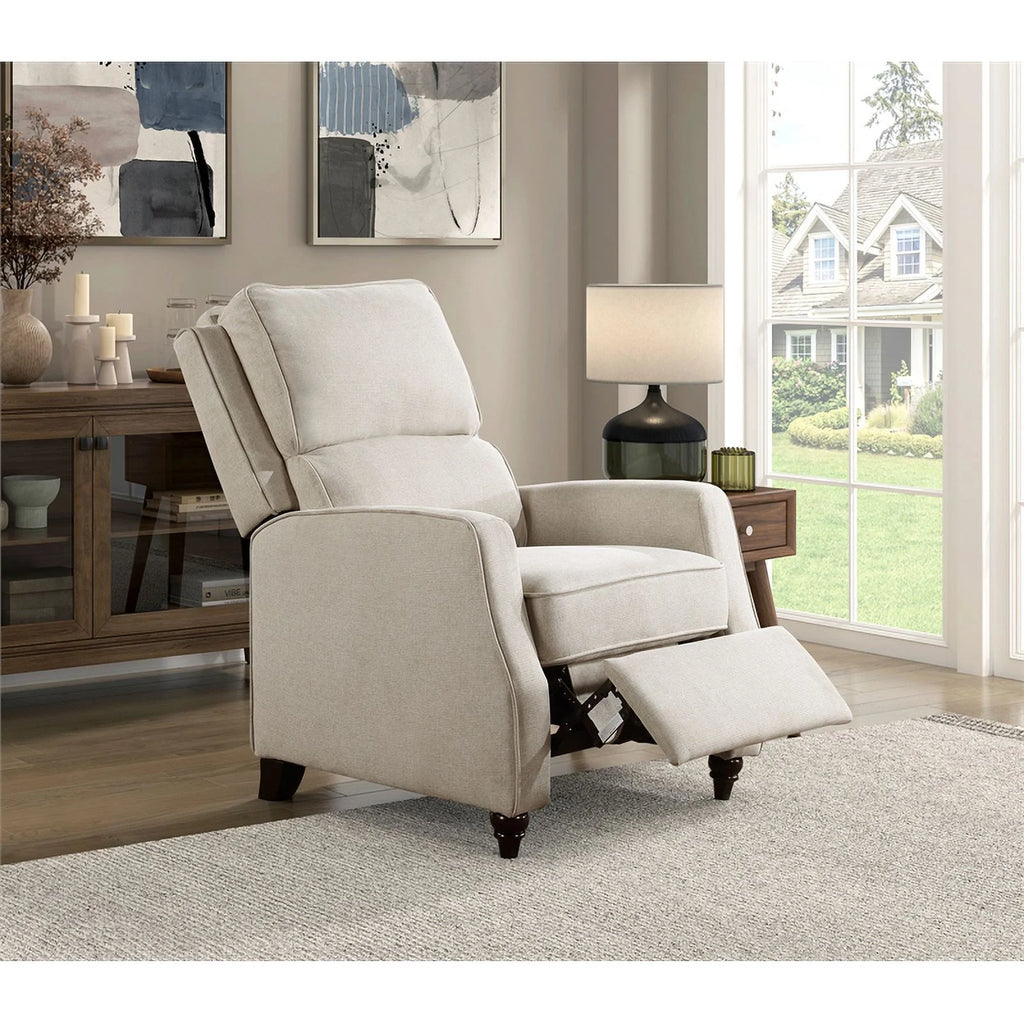 Beige Upholstered Fabric Push Back Recliner Q159262