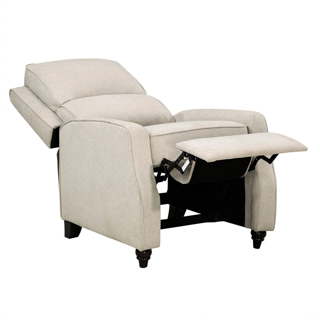 Beige Upholstered Fabric Push Back Recliner Q159262