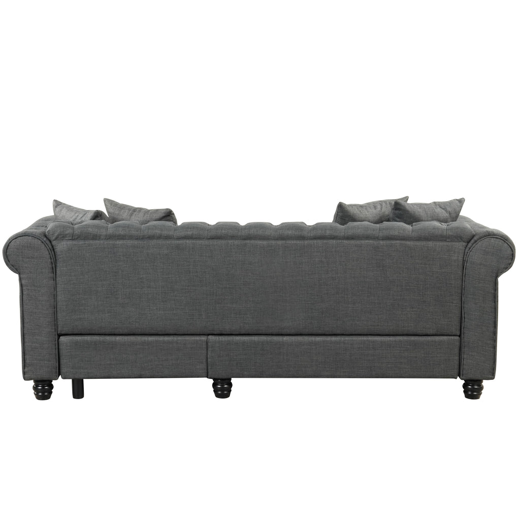 Grey Linen Chesterfield Sofa Q74801
