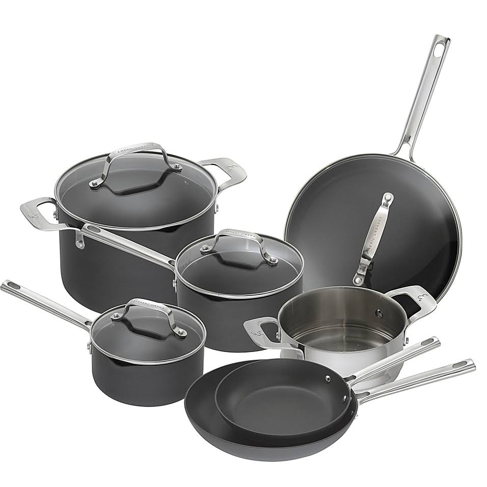 11-Piece Hard Anodized Cookware Set Black Z83617