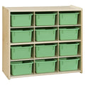 12 Cubby Storage with Lime Green Trays G30685