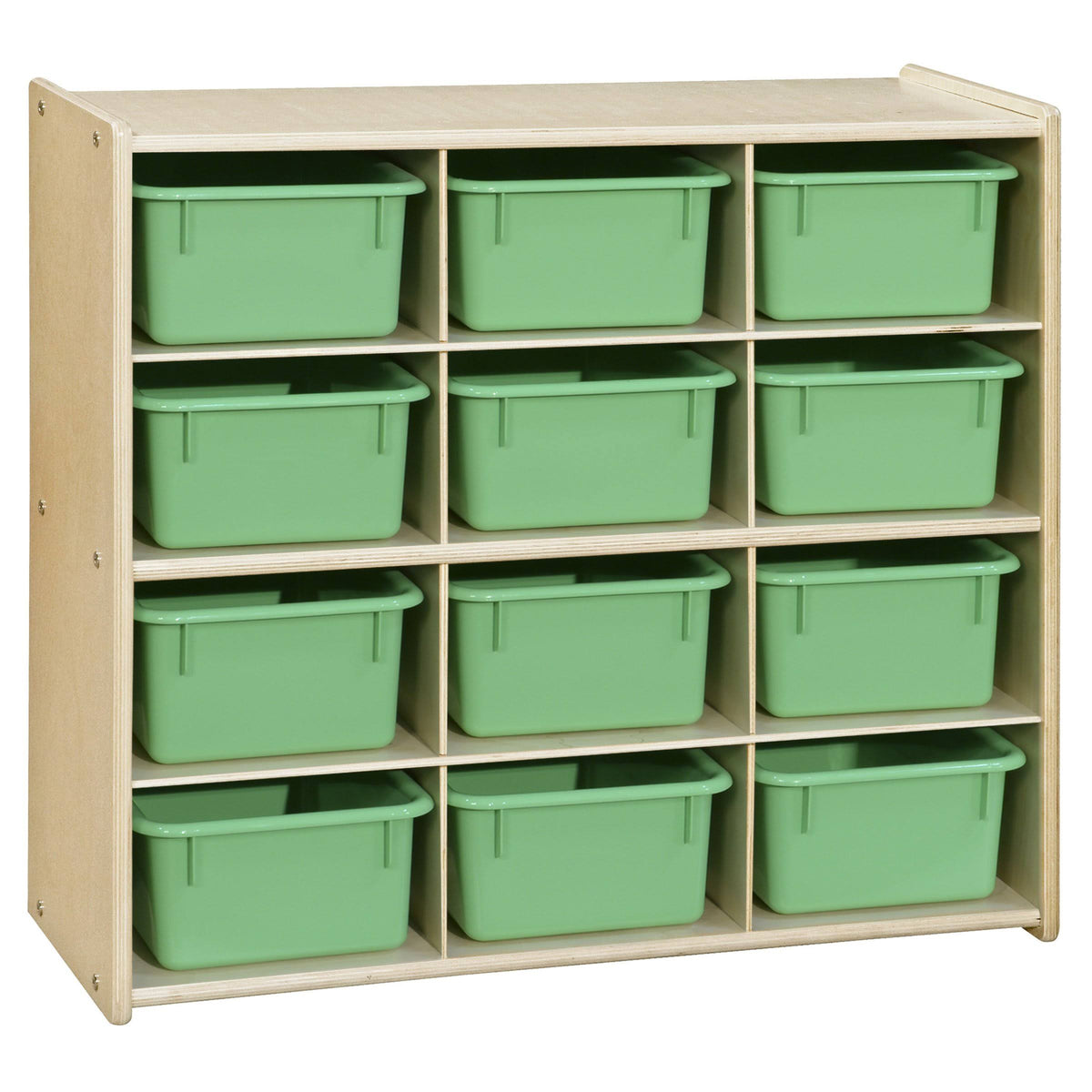 12 Cubby Storage with Lime Green Trays G30685