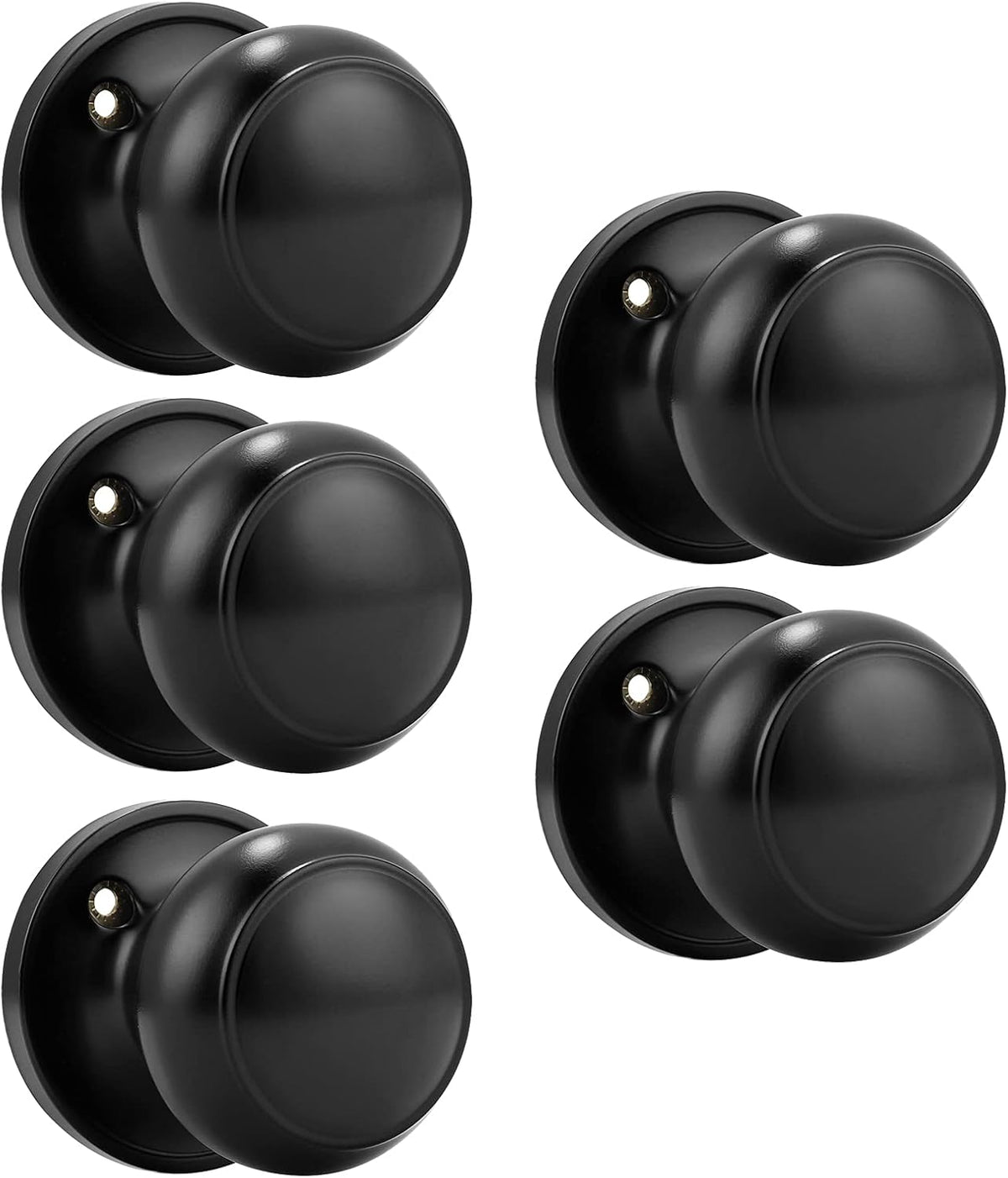 6 Pack Round Passage Door Knob Black Finish Door Hardware P6308