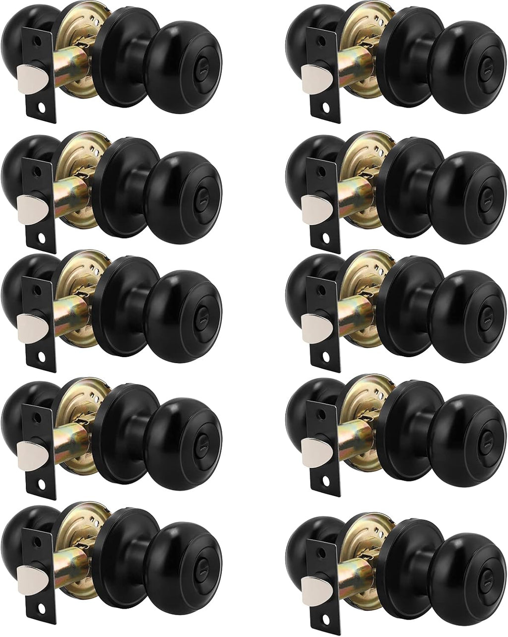 6 Pack Round Passage Door Knob Black Finish Door Hardware P6308