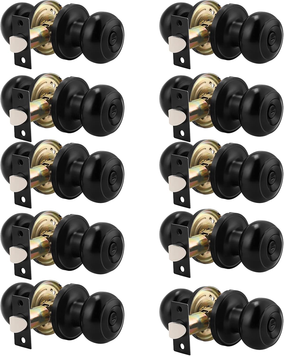 6 Pack Round Passage Door Knob Black Finish Door Hardware P6308