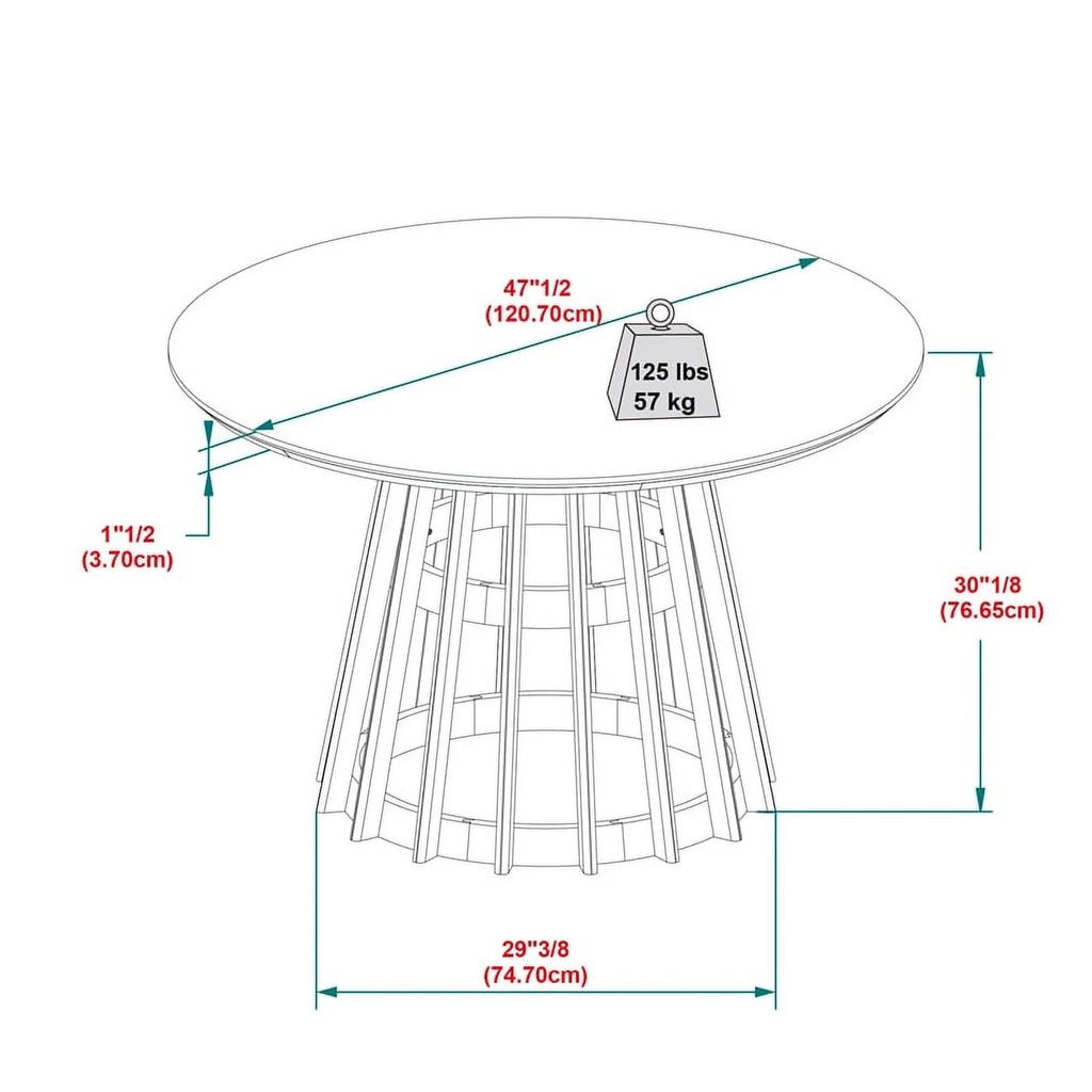 48" Mid-Century Round Wood Pedestal Dining Table A99217