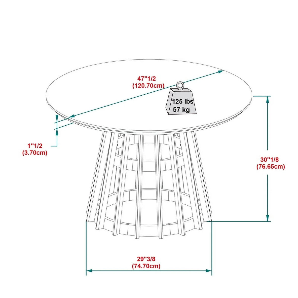 48" Mid-Century Round Wood Pedestal Dining Table A99217