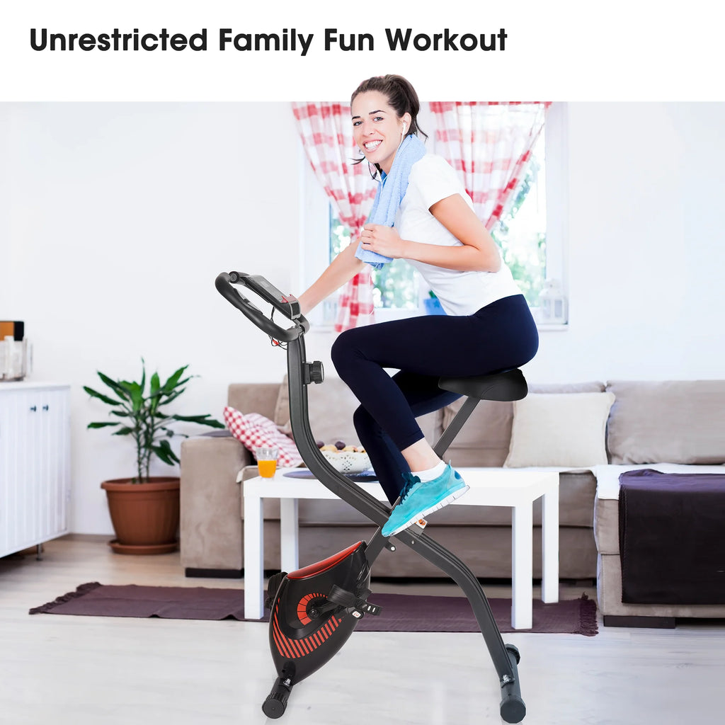 Folding Stationary Exercise Bike with LCD Monitor A873