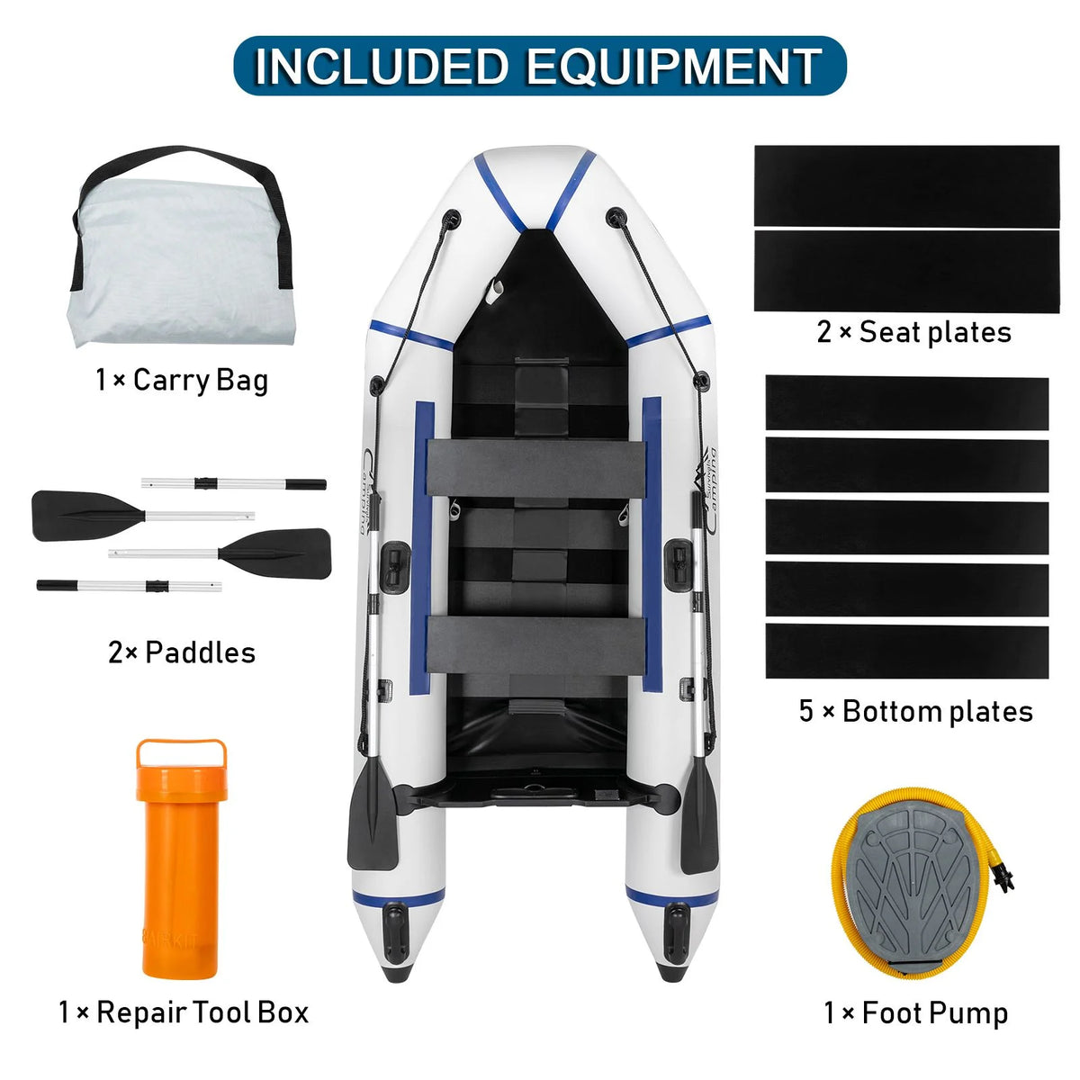 10ft Inflatable Boat, Gray/White H12881