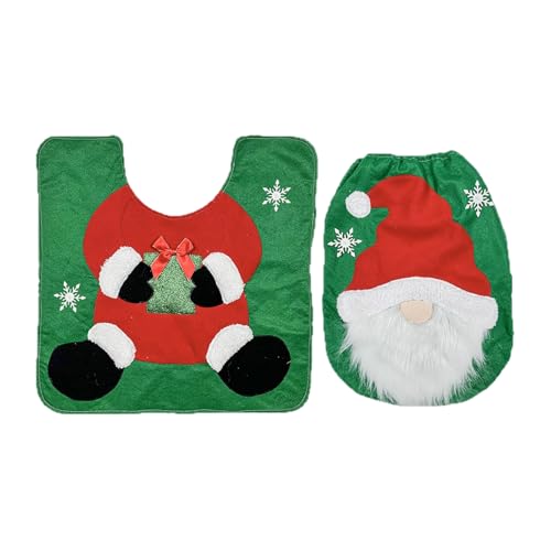Christmas Toilet Seat Cover and Rug Set 2PCS Non-Slip R2222