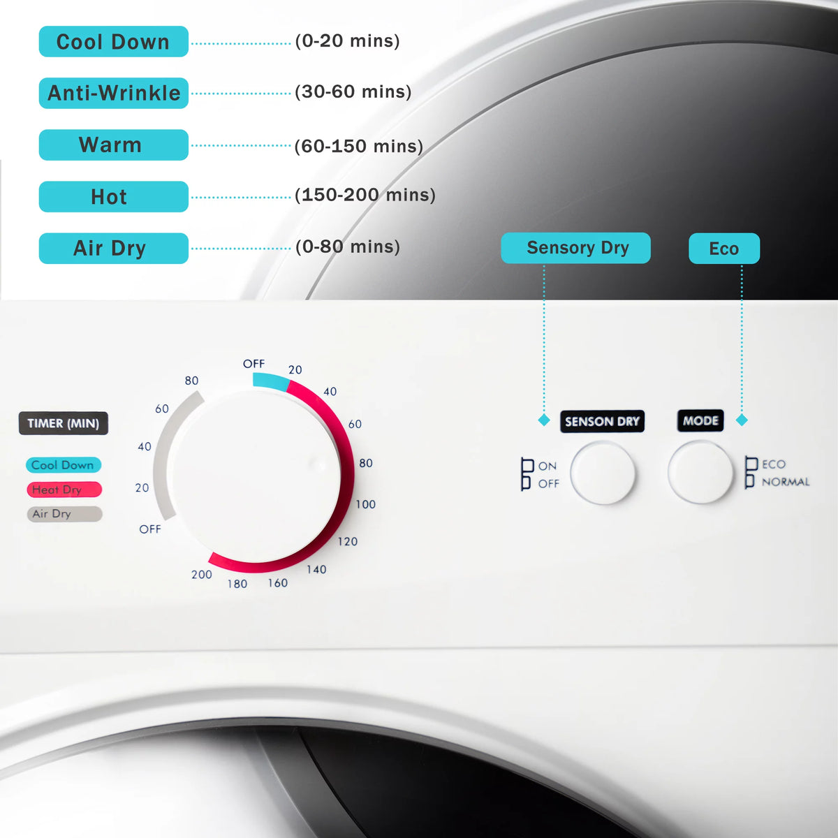 1020W 1.41cu ft Portable Front Load Electric Clothes Dryer with Stainless Steel Tub Y9939