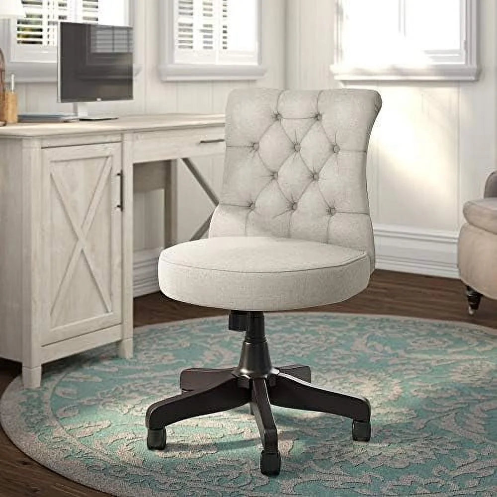 Light Gray Fabric Mid Back Tufted Office Chair O292944