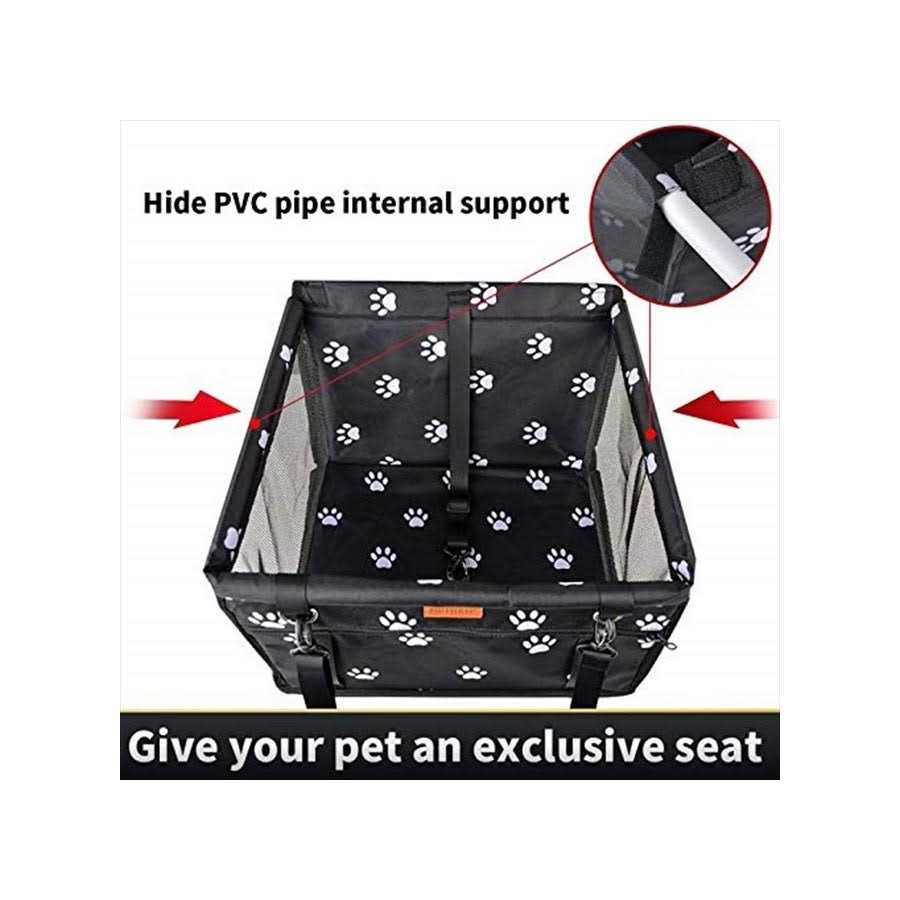 Dog Car Seat with Clip-On Safety Leash and PVC Support Pipe K7367