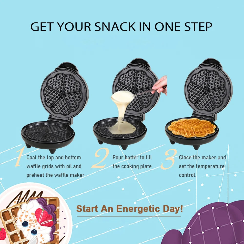 1000W Heart-Shaped Waffle Maker Iron R73076