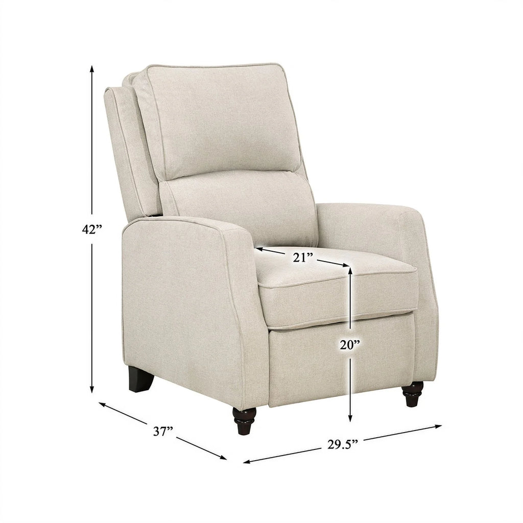 Beige Upholstered Fabric Push Back Recliner Q159262
