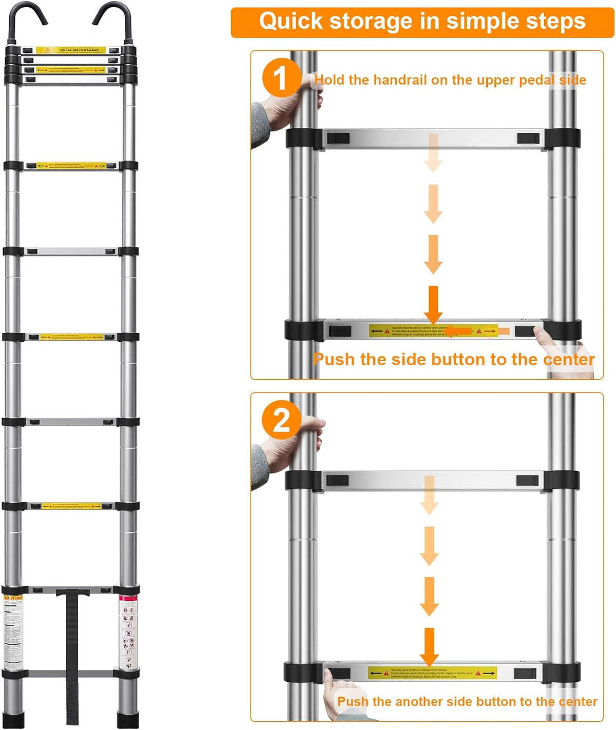 10.5ft Aluminum Telescoping Ladder with Hook T42799