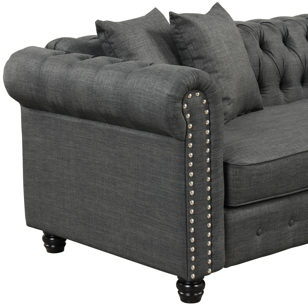 Grey Linen Chesterfield Sofa Q74801