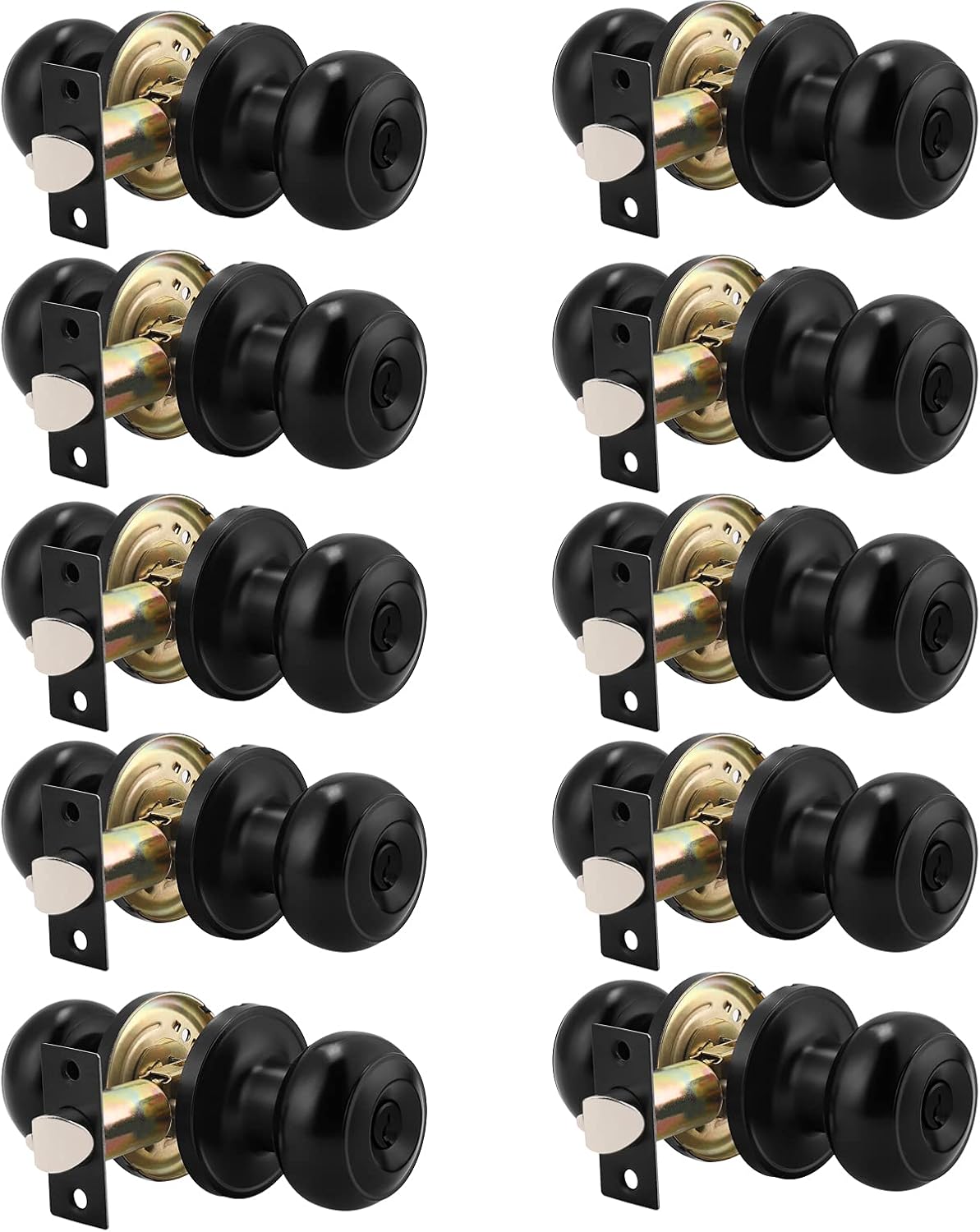 6 Pack Round Passage Door Knob Black Finish Door Hardware P6308
