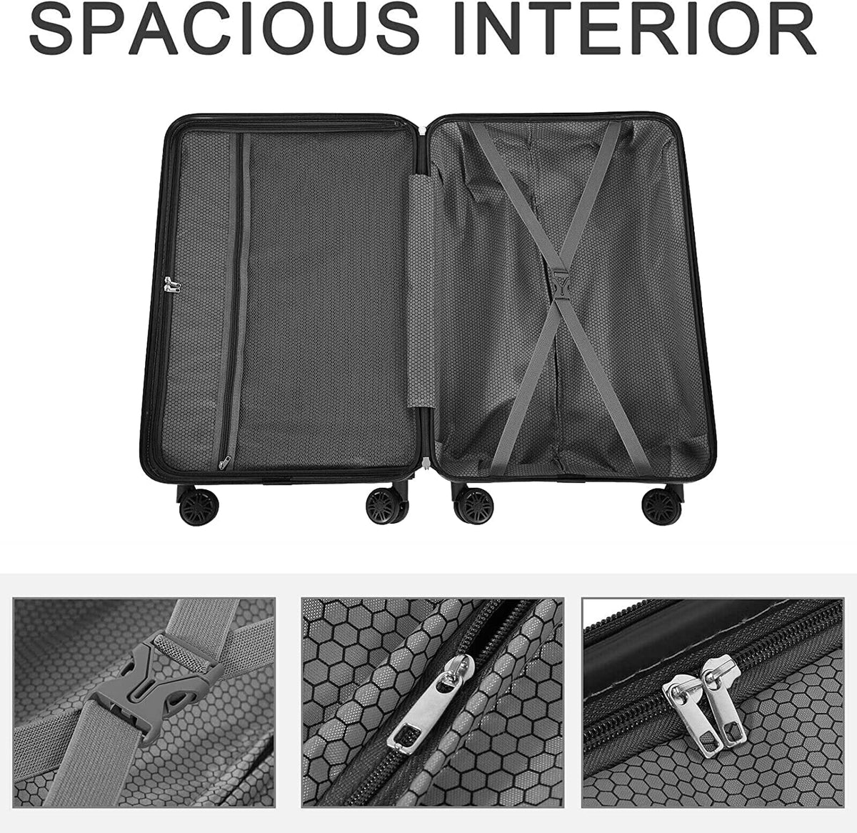 Rose Gold 3 Piece Hardside Spinner Luggage Set H4188
