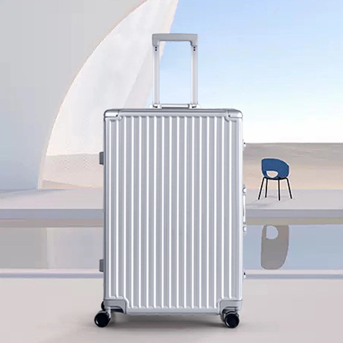 28in Silver Hard Shell Carry On Luggage with Wheels E891