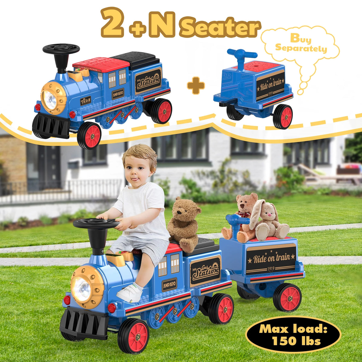 12 Volt 2 Seater Kids Ride on Train with Storage Box B337852