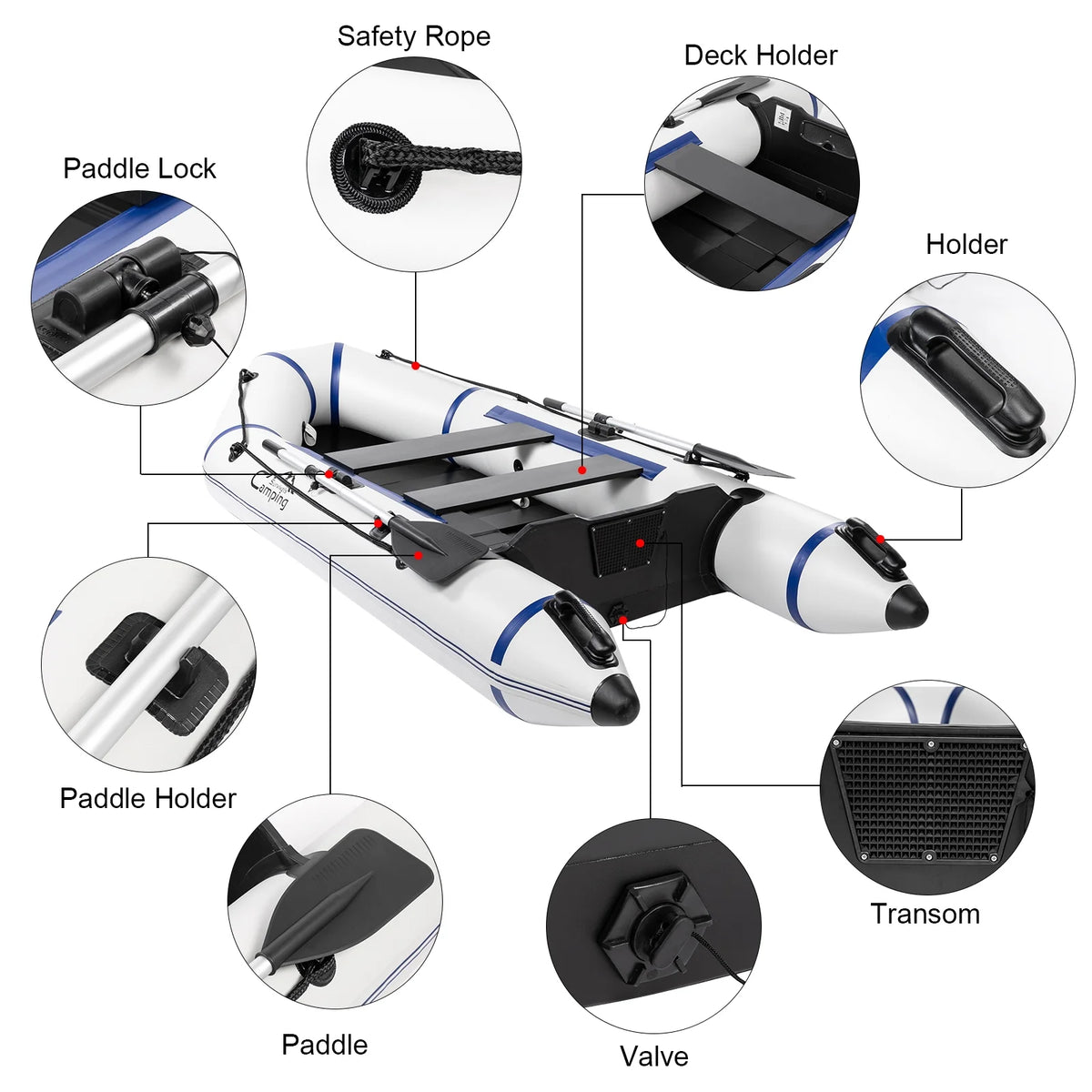 10ft Inflatable Boat, Gray/White H12881
