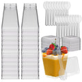 100 Pack 5.4oz Clear Dessert Cups with Lids and Spoons E1210