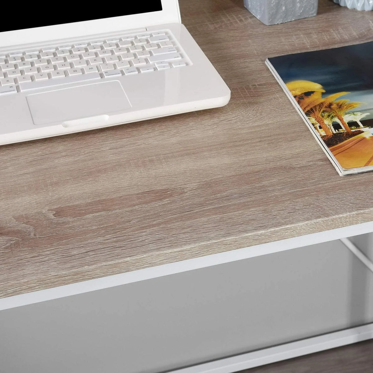 47.2 Inch Light Brown and White Computer Desk with Metal Frame S476