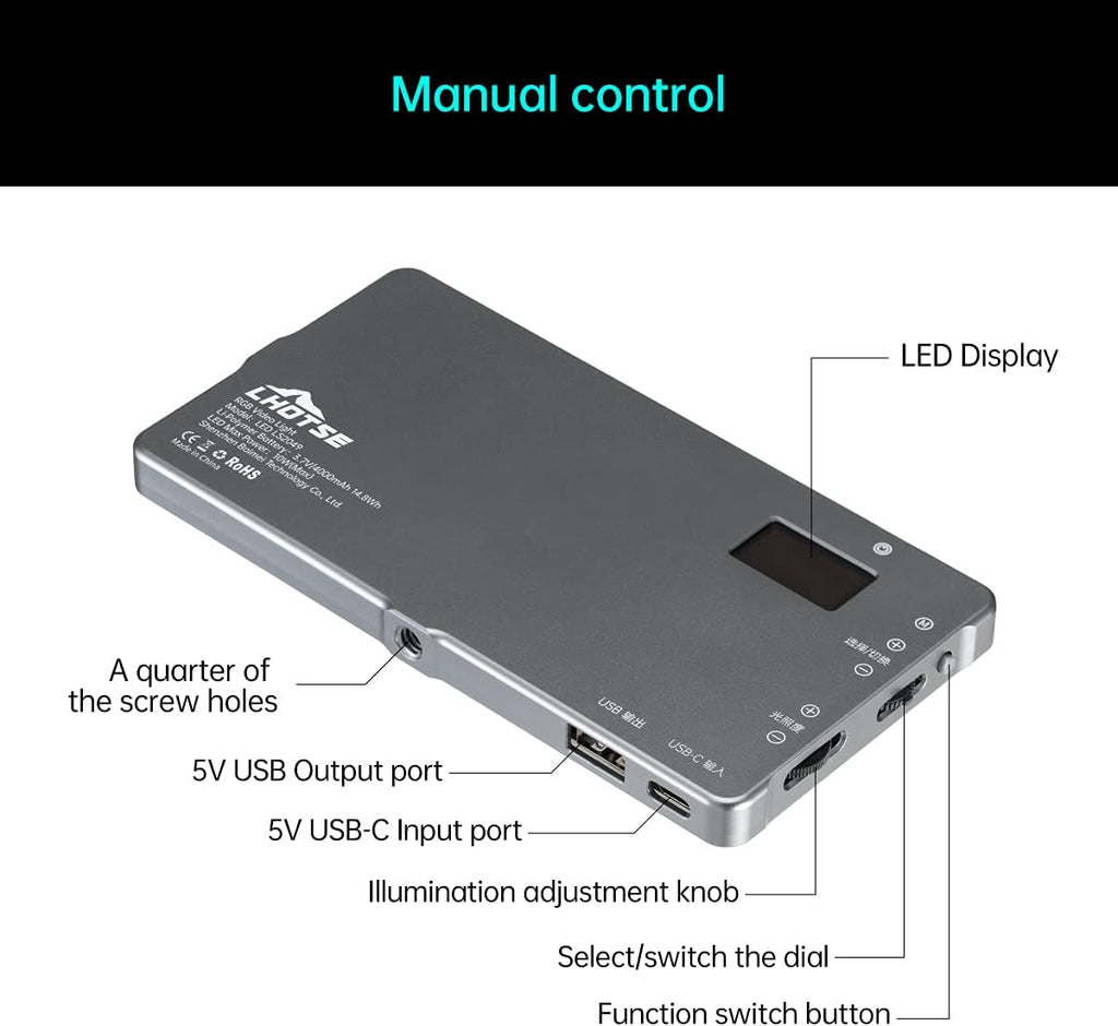 RGB Video Light Panel with Rechargeable Battery P6737