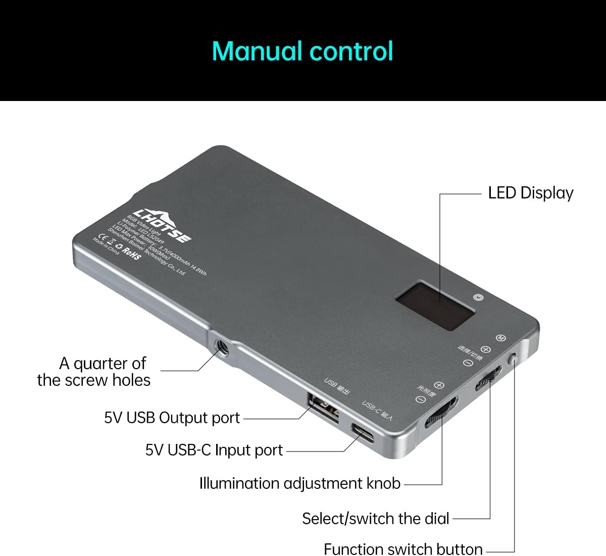RGB Video Light Panel with Rechargeable Battery P6737