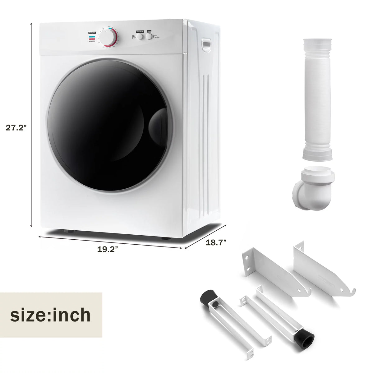 1020W 1.41cu ft Portable Front Load Electric Clothes Dryer with Stainless Steel Tub Y9939
