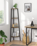Rustic Brown 4 Tier Corner Bookshelf F313