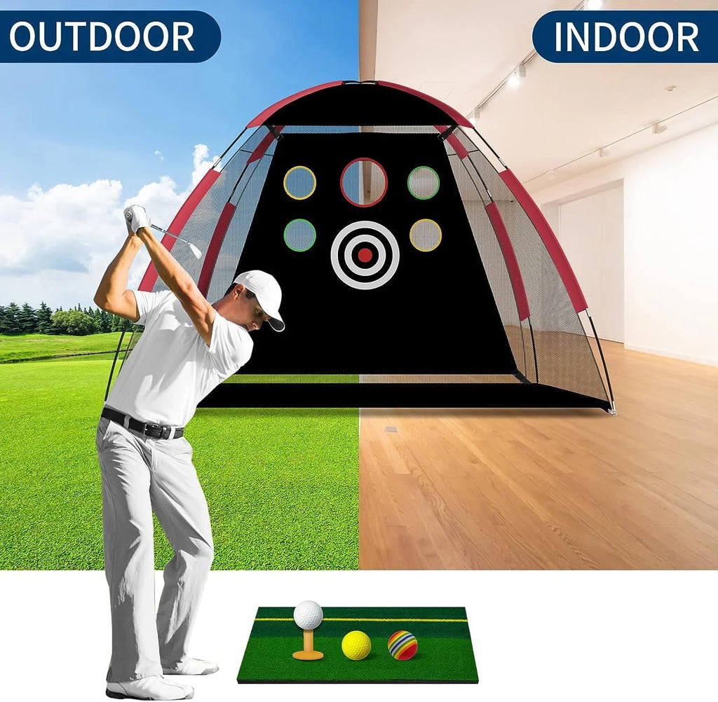 Golf Practice Net with Hitting Mat and Carry Bag I89297
